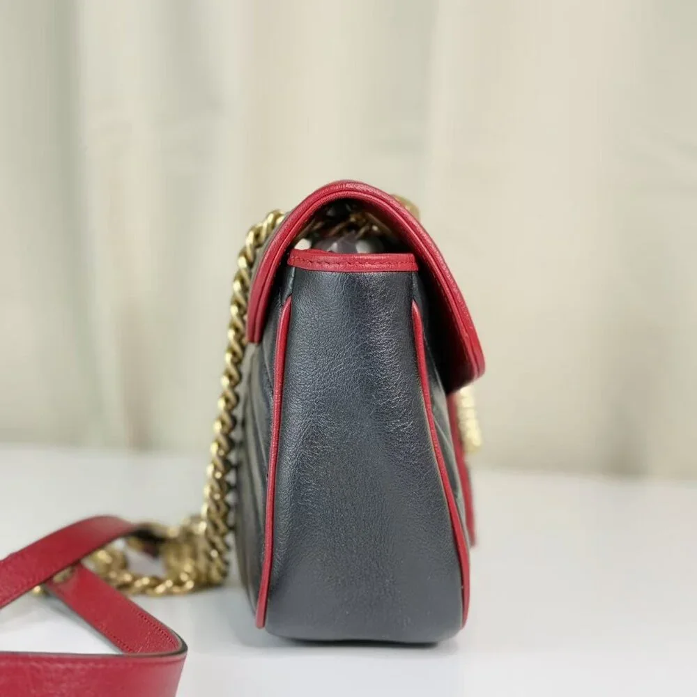 Gucci Black Leather Medium Marmont Flap Shoulder Bag - Picture 4 of 8